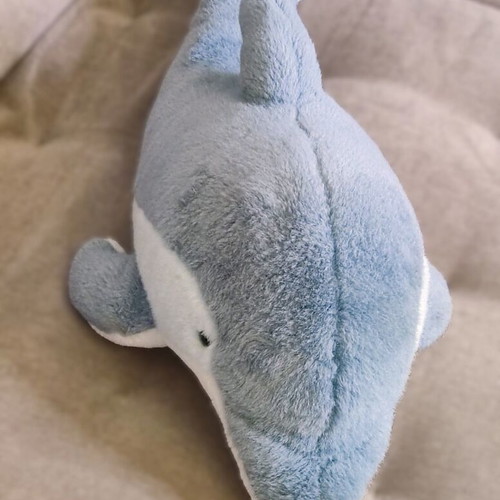 Large plush dolphin 65cm like new, blue and gray
