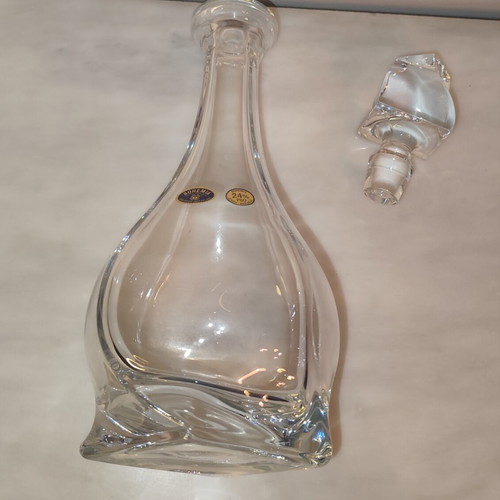 Bohemia Crystal Quadro Decanter like new with matching stopper