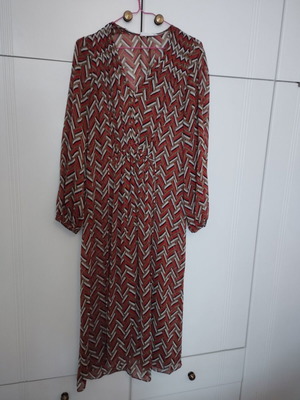 MANGO Long Printed Dress Like New, Red Multicolor