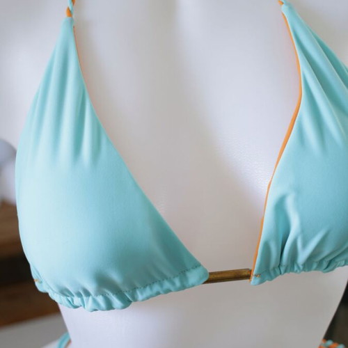 Bikini swimwear set new, blue with orange swirl, size M