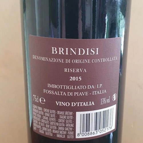 Italian wine Tallaro Brindisi Riserva 2015 750ml new