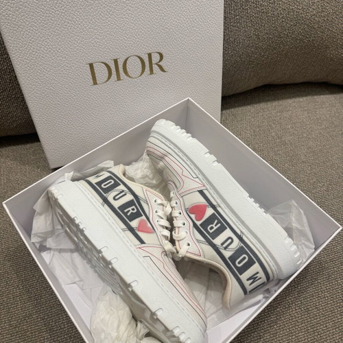 Dior women's sneakers used, size 37, white with red heart detail