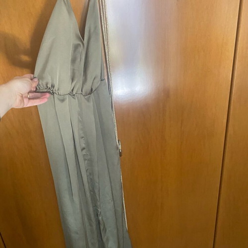 Maxi satin khaki dress by Greek brand Online like new