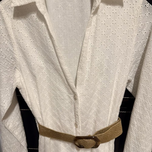 Zara midi dress white with belt, new