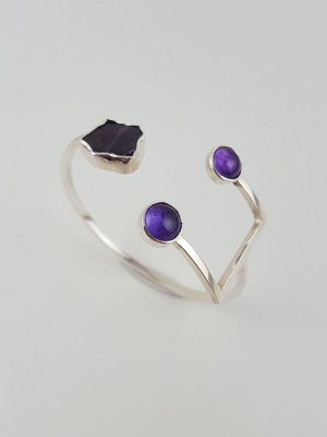 Handmade silver 950 bracelet with amethysts new