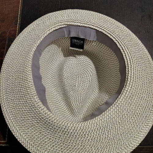 Stamion straw hat, size M, off-white with grey weave