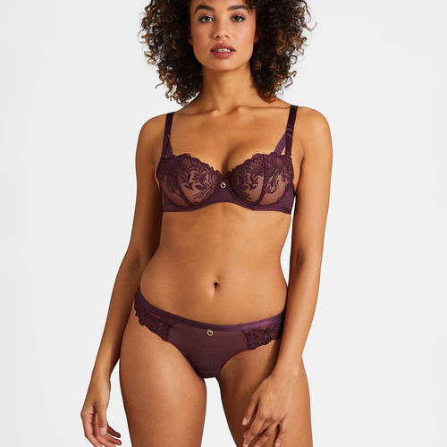 Aubade Paris Femme Passion Half Cup Bra 75C Wineberry new