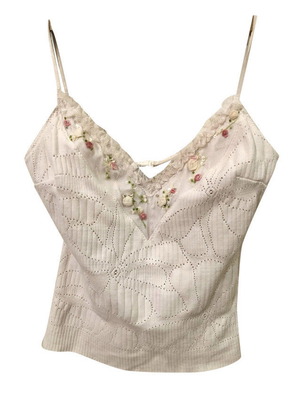 Zinas bustier top μεταχειρισμένο, κεντημένο με πέτρες, τριαντάφυλλα, παγιέτες, άσπρο, μέγεθος S