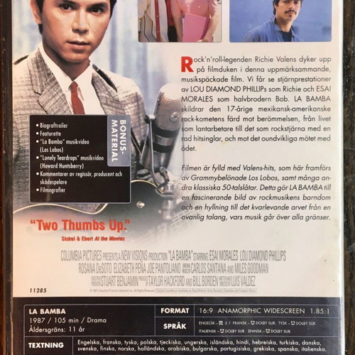 La Bamba (1987) DVD used with subtitles