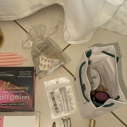 Nail products set like new with dual forms, tips, and accessories