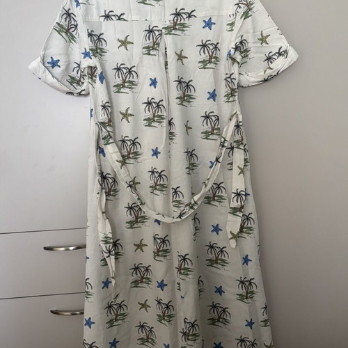 Zara summer tropical dress white with palm trees and starfish like new