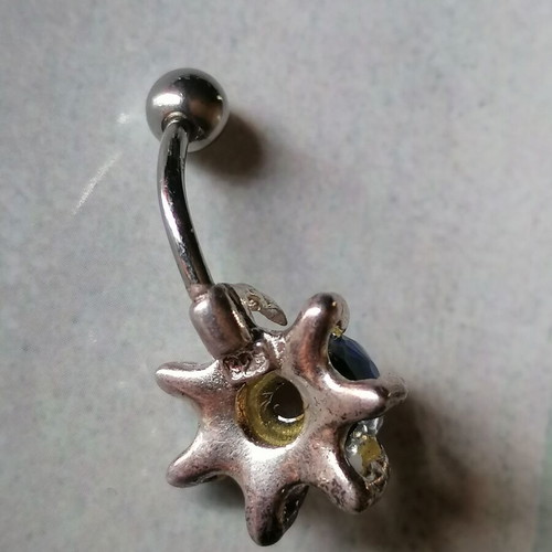 Dragon Claw Navel Piercing with Color-Changing Crystal, 925 Silver