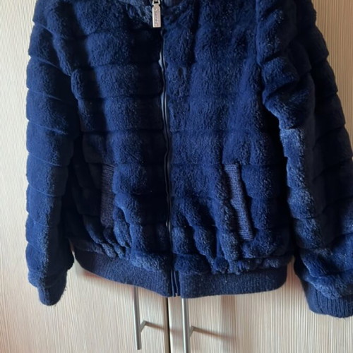 Fur kids jacket blue Ovs Fashion like new, short, size 116 cm
