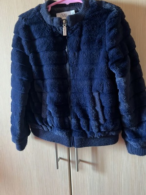 Fur kids jacket blue Ovs Fashion like new, short, size 116 cm