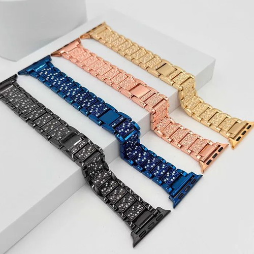 Metal Watch Bands with Crystals for Apple Watch Ultra/SE/11/10/9/8/7/6/5