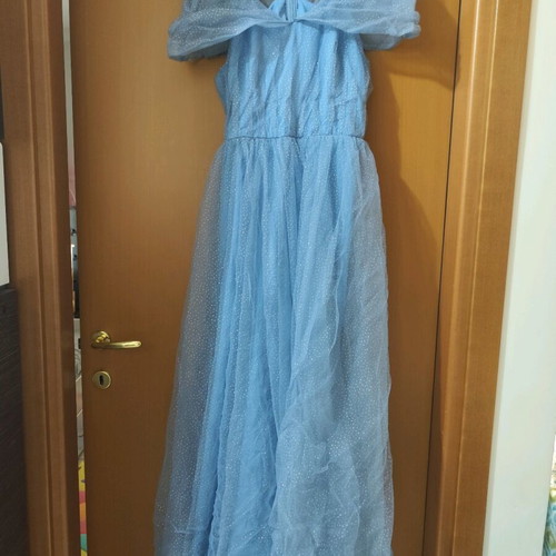 Princess dress blue like new with silver belt and rhinestones