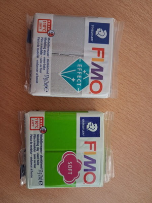 FIMO polymer clay new, 2 packs with glitter effect and soft green