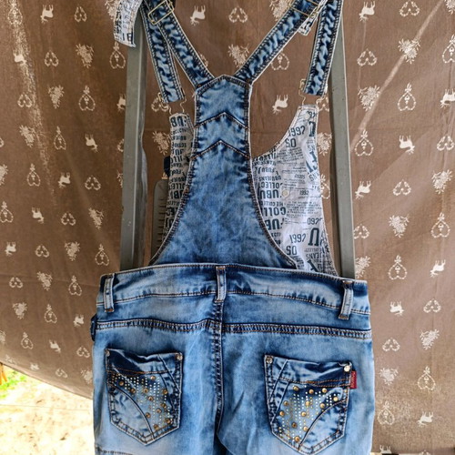 Denim salopette size S like new with buttons, shorts style