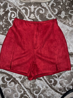 Suede shorts new red, sizes M/L
