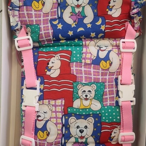 Vintage fabric backpack for doll multicolor, new