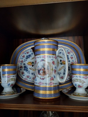 Limoge porcelain tea set tete a tete with jug and tray like new