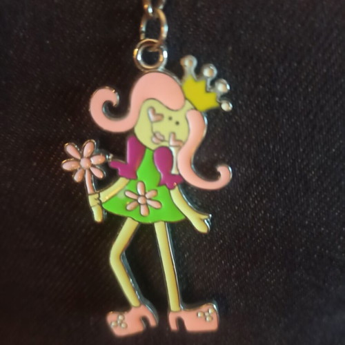 Modern girl keychain with princess crown like new