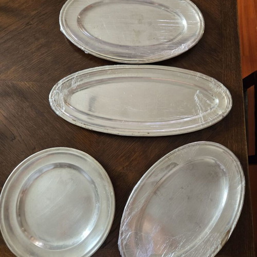 Christofle set of 4 used vintage silver-plated platters