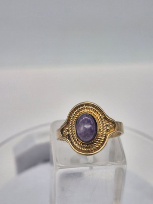 Amethyst Crystal Brass Adjustable Ring