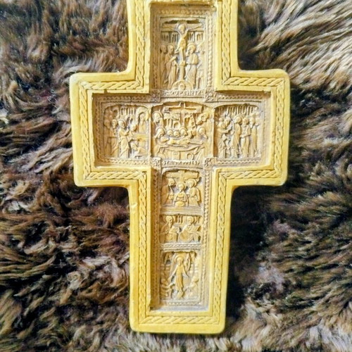 Handmade wall cross from pure beeswax and incense like new