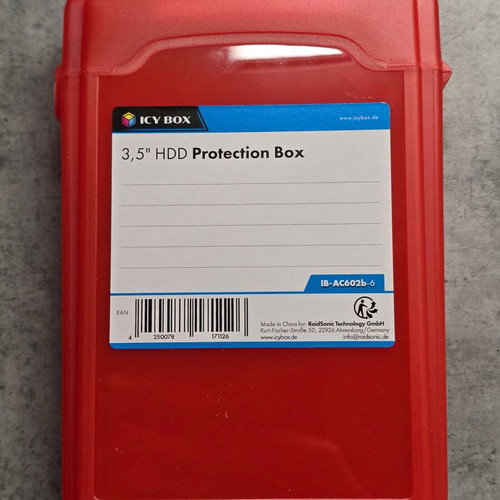 ICY BOX Protective Case for 3.5 Inch Hard Disk Red New