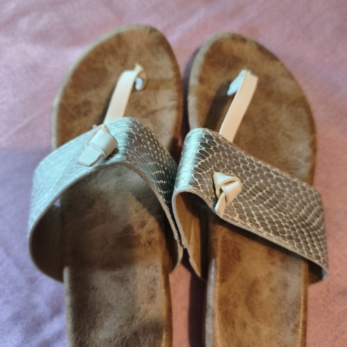 Flat silver sandals, size 36, soft sole