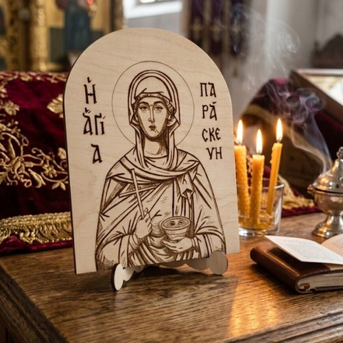 Wooden icon of Saint Paraskevi with base new