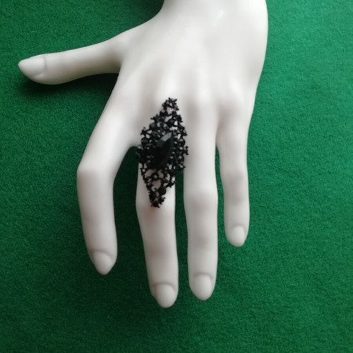 Black vintage ring with resin designs black color open size new