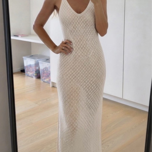 Crochet dress new small Primark beige