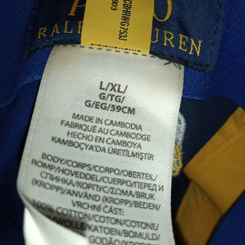 Ralph Lauren Polo baseball cap size XL like new, blue with yellow panels
