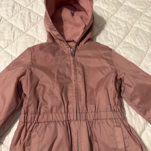 Benetton waterproof jacket with fleece lining for girl 3-4 years like new, pink