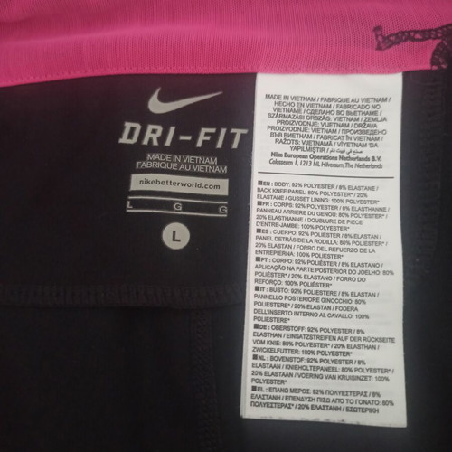 Nike Dry Fit women's sports leggings used, size Large, black and pink
