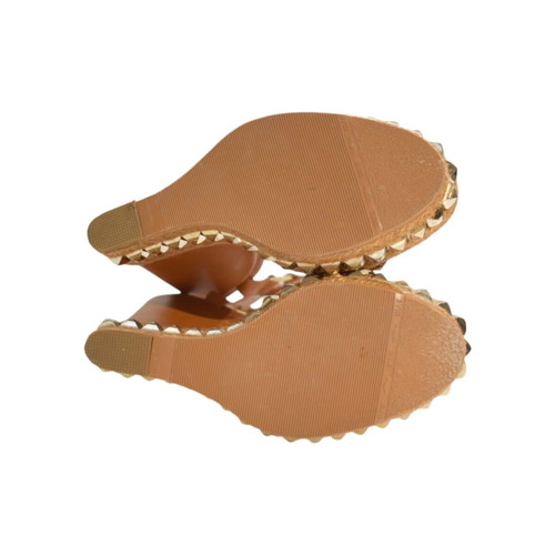 Christian Louboutin Pyraclou 140 Platform Wedge Espadrilles, Cognac Brown