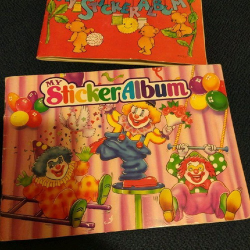 Vintage plush bear CD case used with 2 kids' sticker albums gift