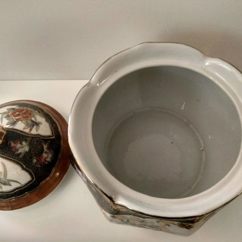 Royal Satsuma set used, 8 pieces with lamp and vases
