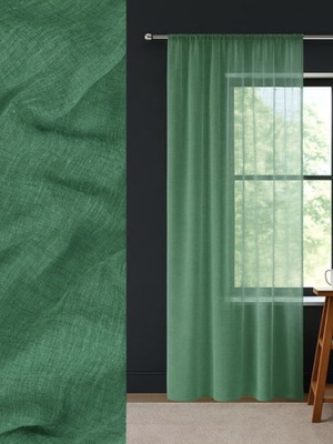 Green voile curtain with header 140x260cm new
