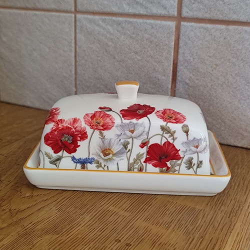 Elan Gallery porcelain butterdish used with poppy flower design