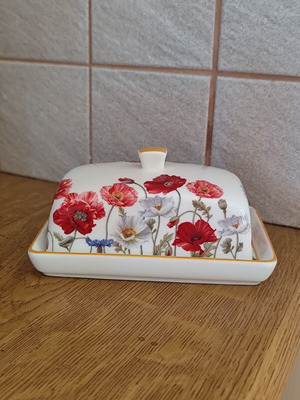 Elan Gallery porcelain butterdish used with poppy flower design