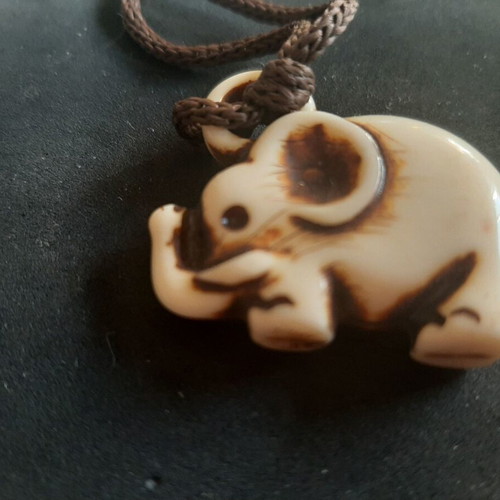 Elephant Necklace new, two-sided bone pendant