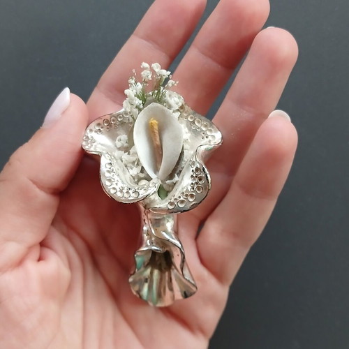 Silver-plated miniature romantic bouquet