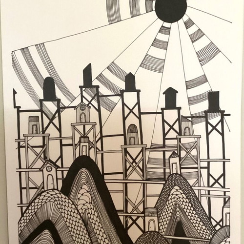 Πόλη πρωτότυπη σε χαρτί ακουαρέλας 240gsm 29,7x41cm