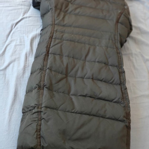 Zara women's jacket large blue black used, long, down-filled