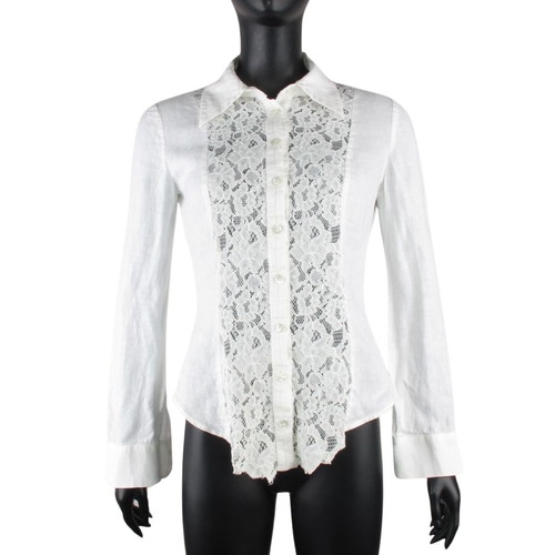 Notizie Mariella Burani women's linen shirt size M white with lace like new