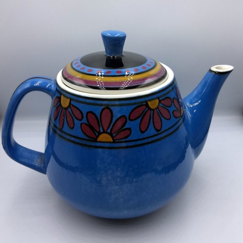 Vintage blue ceramic teapot Keramikos like new