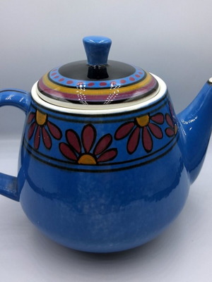 Vintage blue ceramic teapot Keramikos like new